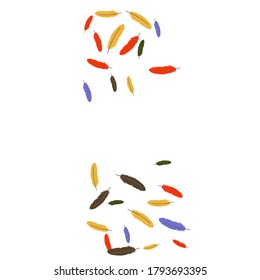 Colorful feathers. Prints of Colored feathers Design for Goods for Pets. Simple Pattern for Print, Logo or Poster. Vector Confetti Background.
