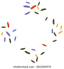 Colorful feathers. Prints of Colored feathers Design for Goods for Pets. Simple Pattern for Print, Logo or Poster. Vector Confetti Background.
