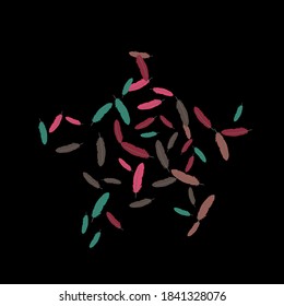 Colorful feathers. Prints of Colored feathers Design for Goods for Pets. Simple Pattern for Print, Logo or Poster. Vector Confetti Background.
