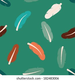 Colorful feathers seamless pattern
