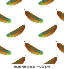 Colorful feathers seamless pattern. Eps10 vector illustration.
