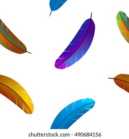 Colorful feathers seamless pattern. Eps10 vector illustration.