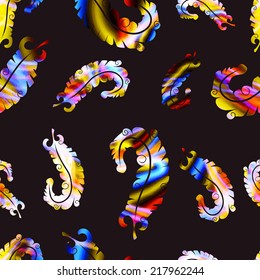Colorful feathers seamless pattern.Vector illustration.