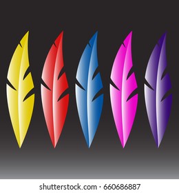 Colorful feathers set, vector design vector template.