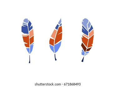 Colorful feathers. Vector illustration.