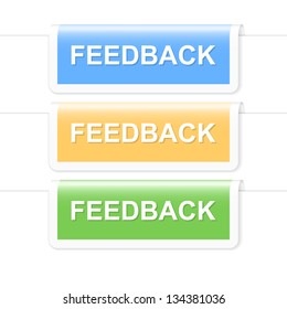 Colorful feedback labels. Vector illustration.