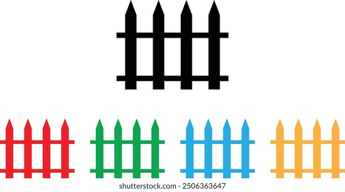 Colorful fence icon set in different colors . Vector illustration