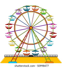 Colorful ferris wheel isolated over white background