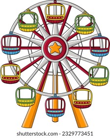 Colorful ferris wheel on white background
