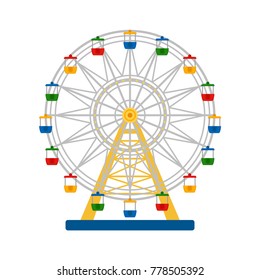 Colorful ferris wheel on white background, vector illustration