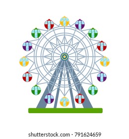 Colorful ferris wheel on white background, vector illustration