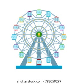 Colorful ferris wheel on white background, vector illustration