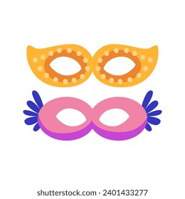 Colorful festival masks in a cartoon style. Party masks vector element illustration