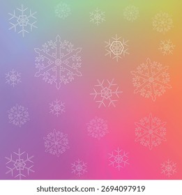 Bunter festlicher Hintergrund mit Schneeflocken. Vektorgrafik