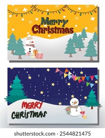 A colorful and festive Christmas card, A cheerful snowman enjoying the holiday season.