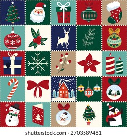 Coloridas Navidades festivas patchwork ilustración