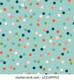 Colorful festive confetti vector pattern, seamless repeat design. Trendy minimal style. Great for fabrics, greeting cards, wallpapers, gift wrapping paper, web page backgrounds, surfaces etc.
