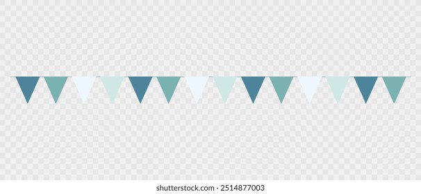 Colorful Festive Garland on Transparent Background. Carnival, birthday, circus border decoration. Simple banner hanging party classy decor vector element. Vector