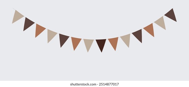 Colorful Festive Garland on Transparent Background. Carnival, birthday, circus border decoration. Simple banner hanging party classy decor vector element. Vector