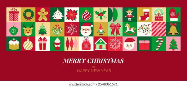 A colorful and festive image of various Christmas decorations, including a Santa Claus, a reindeer, and a Christmas tree. The image is accompanied by the message "Merry Christmas