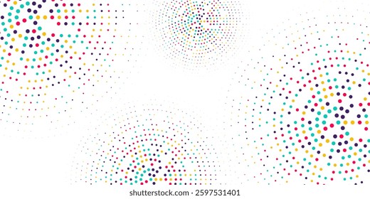 Colorful Festive polka dots. with confetti Multicolored circles. colorful background