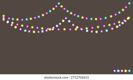 Colorful Festive String Lights Decoration with Soft Glowing Bulb Garlands Hanging in Layered Arrangement on Clean White Background for Party and Celebration Designs