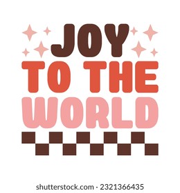 The colorful festive text "Joy to the world" over the white surface