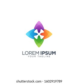 Colorful fidget spinner logo design template vector isolated