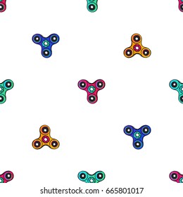 Colorful fidget spinners. Seamless pattern. Vector hand drawn fashion illustration on white background in watercolor style.