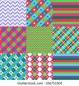 Colorful figurative and abstract christmas pattern set