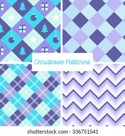 Colorful figurative and abstract christmas pattern set
