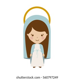 colorful figure human virgin maria cartoon