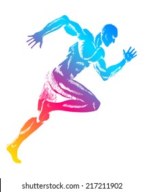 Colorful Figure Of A Man Running