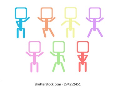 Colorful figure position with robot style set vector EPS 10