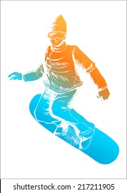 Colorful figure of a snow boarder