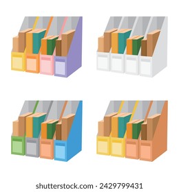 Ilustración vectorial colorida del sostenedor del archivo para los suministros de la oficina o de la escuela del papelería en el fondo blanco. El soporte de fichero es útil para organizar documentos. Escuela, conferencias, material de oficina.