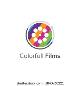 Colorful films reel vector icon