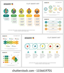 Colorful finance or management concept infographic charts set. Business design elements for presentation slide templates. Can be used for annual report, advertising, flyer layout and banner design.