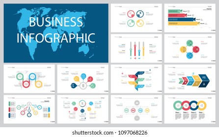 Colorful finance or production concept infographic charts set