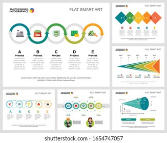 Colorful finance and research concept infographic charts set. Business design elements for presentation slide templates. Can be used for annual report, advertising, flyer layout and banner design.