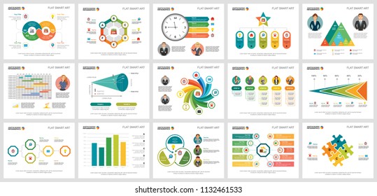 Colorful finance or teamwork concept infographic charts set. Business design elements for presentation slide templates. For corporate report, advertising, leaflet layout and poster design.