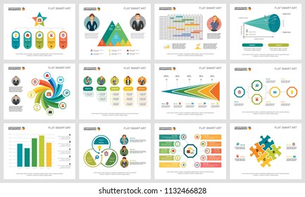 Colorful finance or teamwork concept infographic charts set. Business design elements for presentation slide templates. For corporate report, advertising, leaflet layout and poster design.