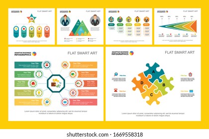 Colorful finance or teamwork concept infographic charts set. Business design elements for presentation slide templates. For corporate report, advertising, leaflet layout and poster design.