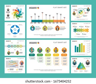 Colorful finance or training concept infographic charts set. Business design elements for presentation slide templates. Can be used for financial report, workflow layout and brochure design.