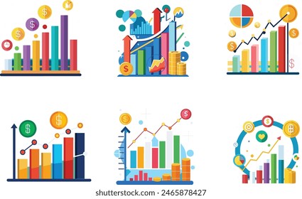 Colorful Financial Data  Vector Illustrations