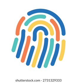 Colorful Fingerprint Identity Security Flat Vector Illustration