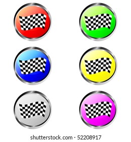 Colorful finish flag vector buttons