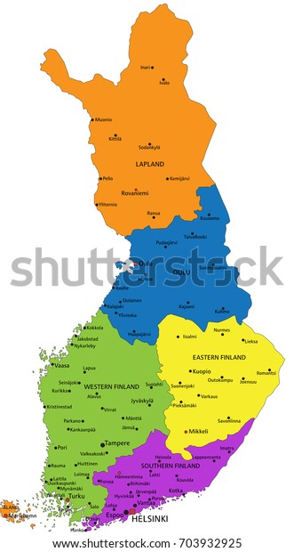 Colorful Finland Political Map With Clearly Labeled, Separated Layers ...