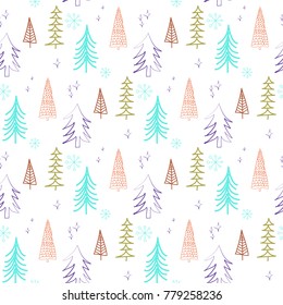 Colorful fir and tree pattern, Christmas and New Year