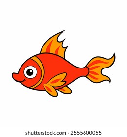 Colorful Fire Fish Cartoon Vector Art for Marine Life Designs